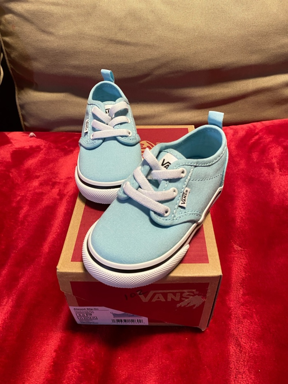 Vans Kids Light Blue Canvas Low-Top Sneakers 6 Baby